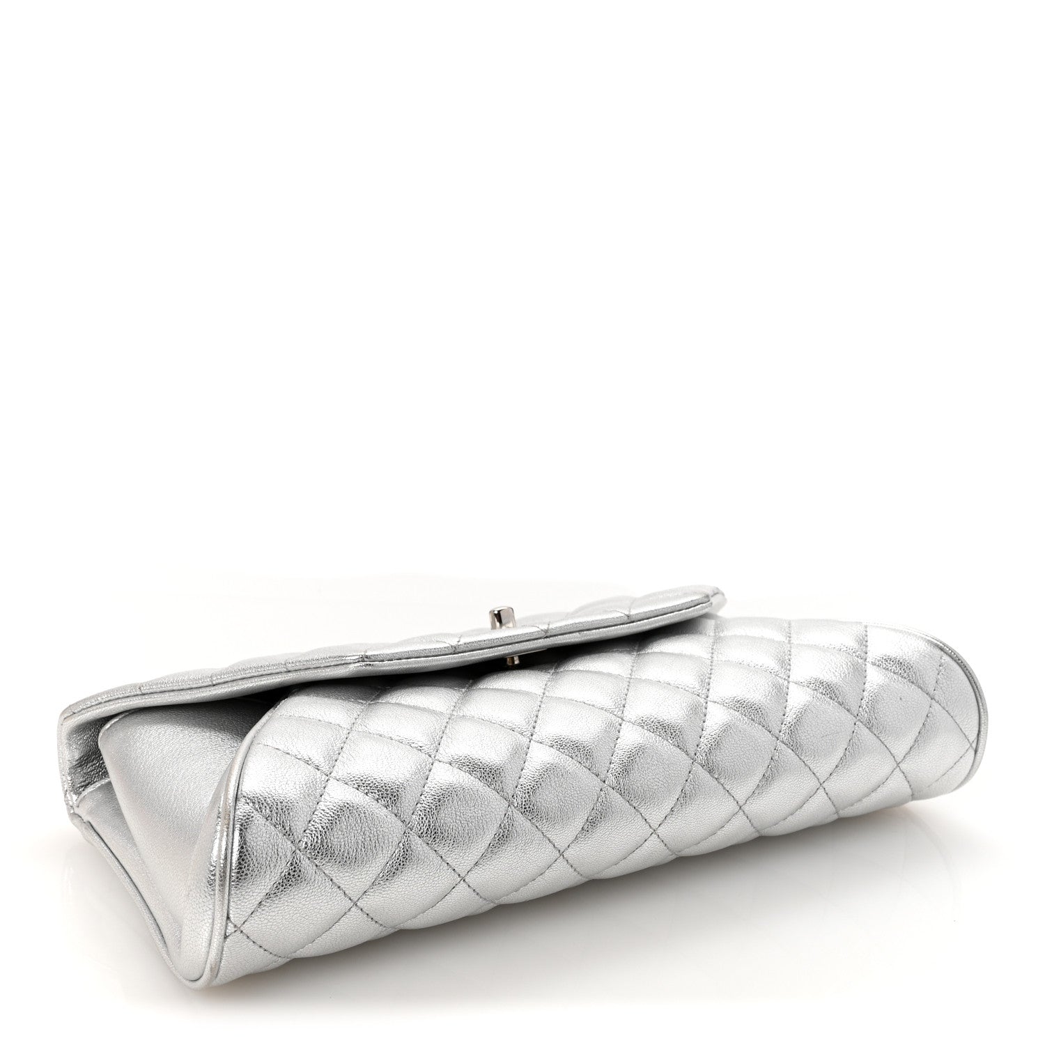 Chanel Metallic Calfskin Quilted Fold Up Again Clutch Silver 4 of 8