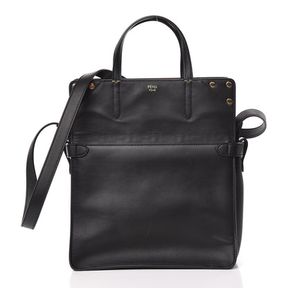 Fendi Vitello Grace Bi-Color FF 1974 Embossed Flip Tote Black Maya 4 of 11