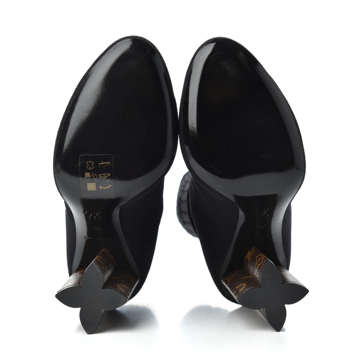 Monogram Stretch Fabric Silhouette Ankle Boots 35 Black