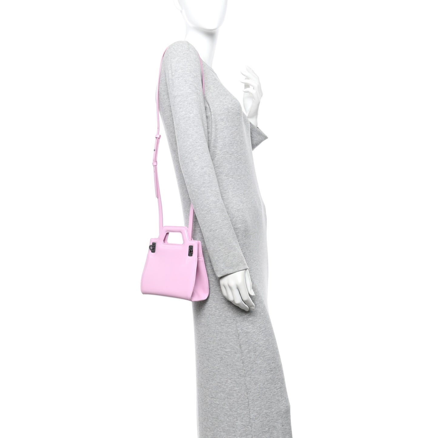 Brushed Calfskin Mini Wanda Top Handle Bag Bubble Gum