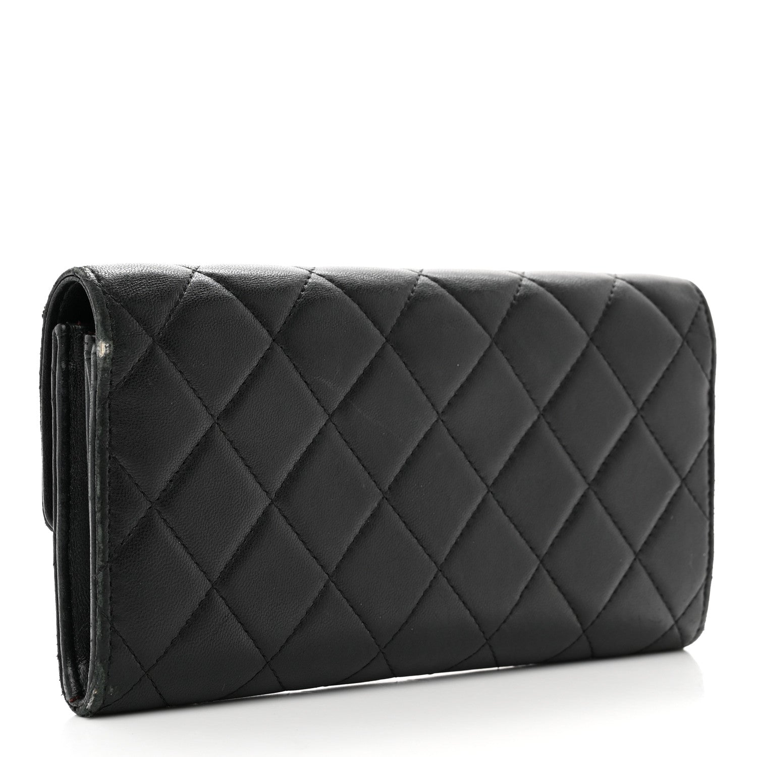 Chanel Lambskin Quilted Large Gusset Flap Wallet Black 3 of 11