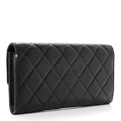 Chanel Lambskin Quilted Large Gusset Flap Wallet Black 3 of 11