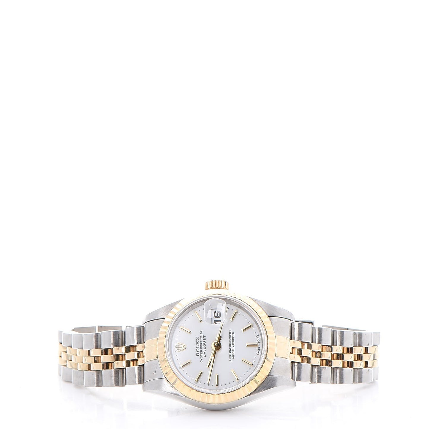 Stainless Steel 18K Yellow Gold 26mm Oyster Perpetual Datejust Watch White 79173