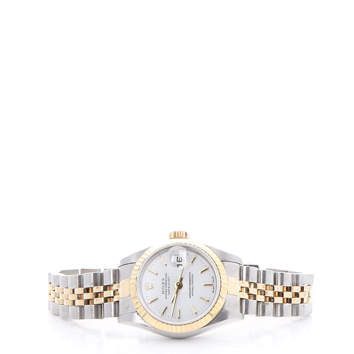 Rolex Stainless Steel 18K Yellow Gold 26mm Oyster Perpetual Datejust Watch White 79173 3 of 9