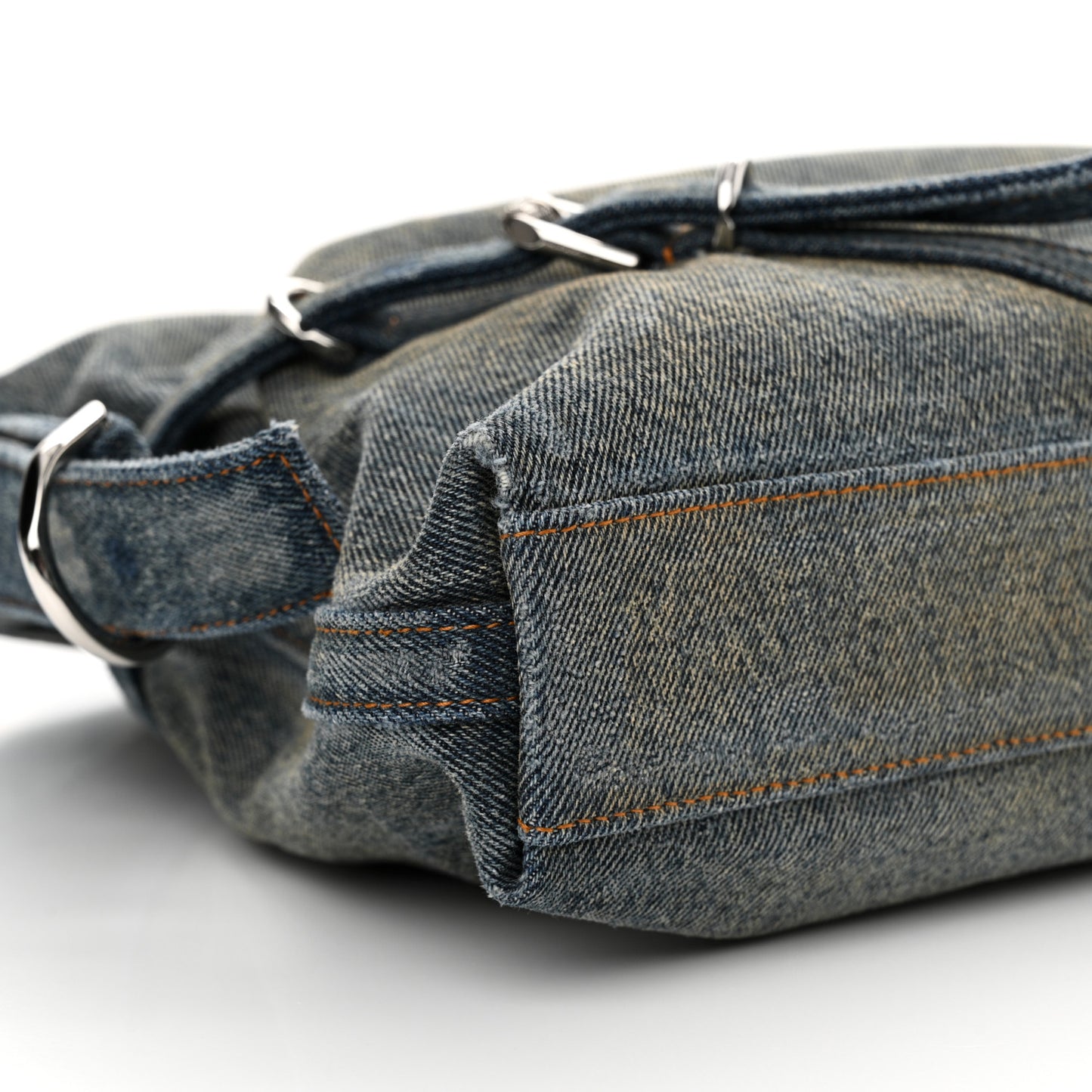 Washed Denim Medium Voyou Bag Military Blue