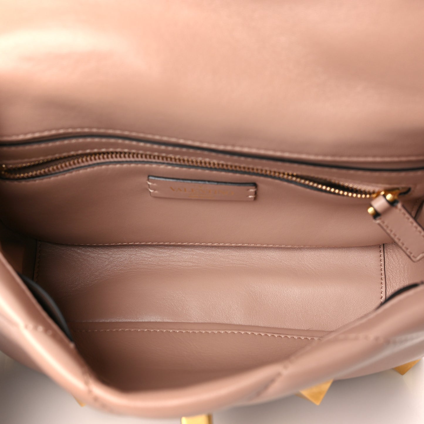 Nappa Medium Roman Stud Shoulder Bag Rose Cannelle