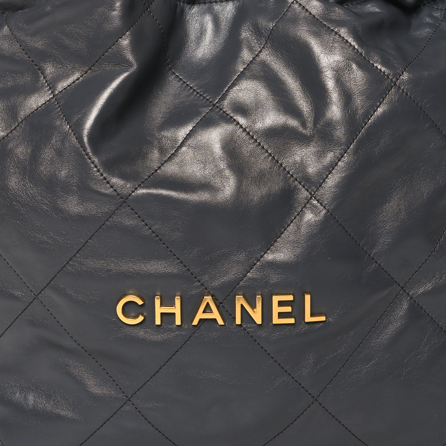 Shiny Calfskin Quilted Chanel 22 Dark Grey