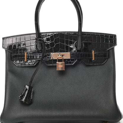 Hermes Taurillon Novillo Shiny Niloticus Crocodile Birkin Touch 30 Black 8 of 11
