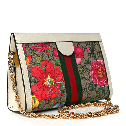Gucci GG Supreme Monogram Flora Web Small Ophidia Chain Shoulder Bag White 2 of 10