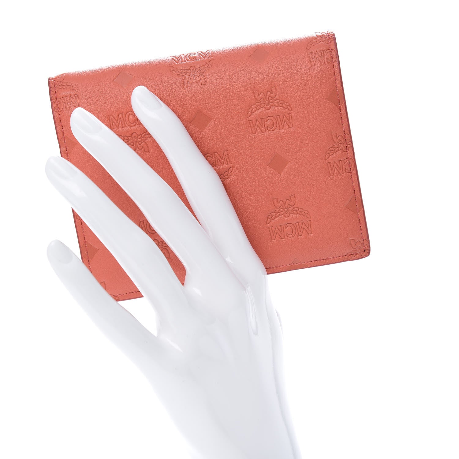MCM Calfskin Ottomar Monogram Bi-Fold Wallet Hot Coral 2 of 10