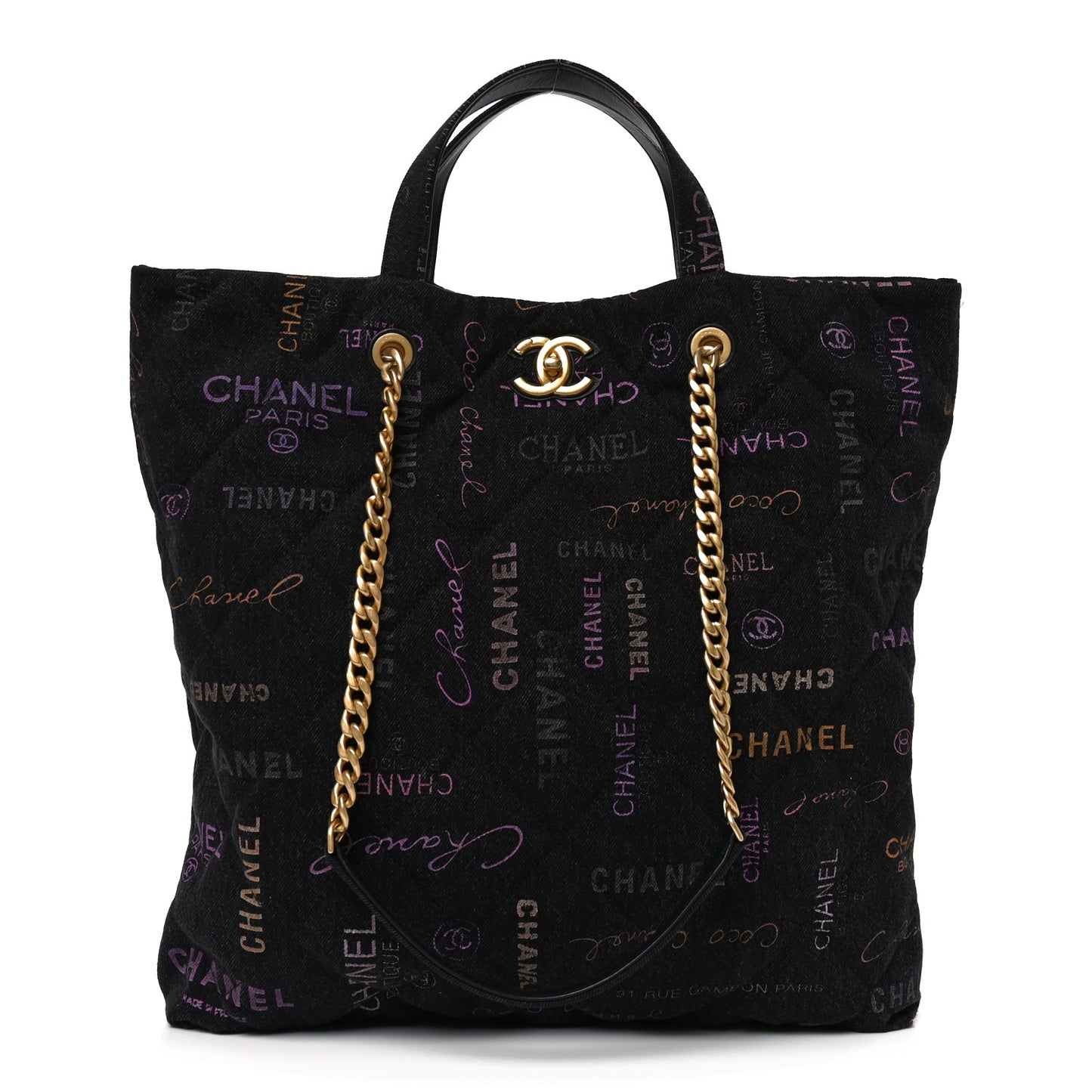 Denim Quilted Denim Mood Maxi Shopping Bag Black Multicolor