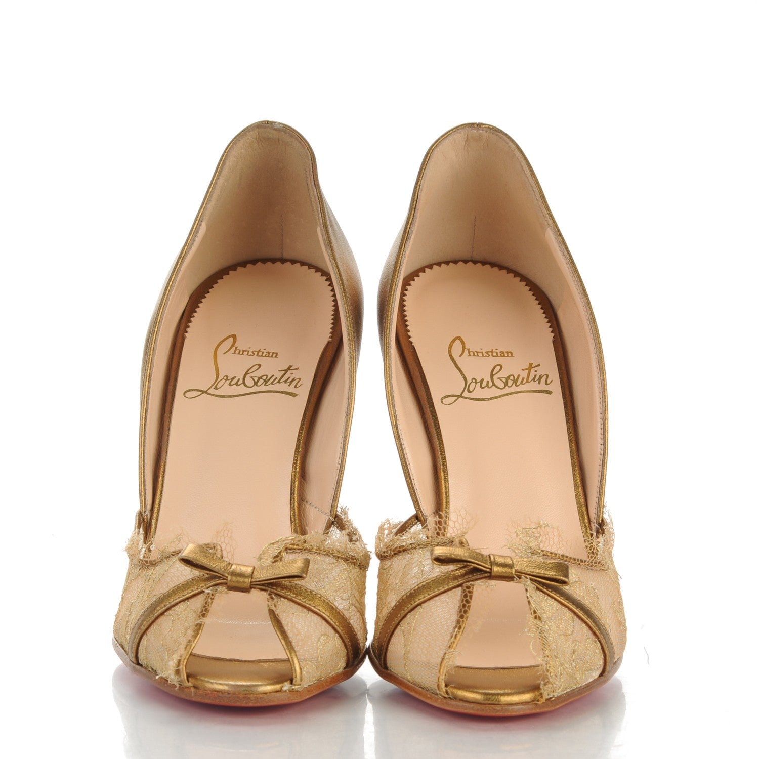 Christian Louboutin Metallic Nappa Lace Alexandra Pumps 36 Gold 2 of 7