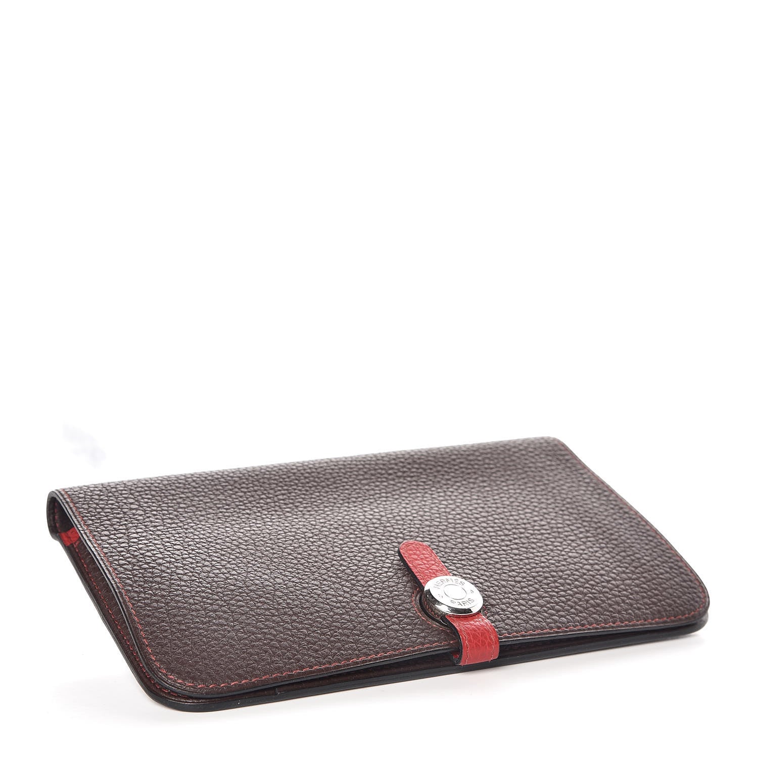 Hermes Togo Dogon Duo Wallet Chocolate Rouge Garance 5 of 9