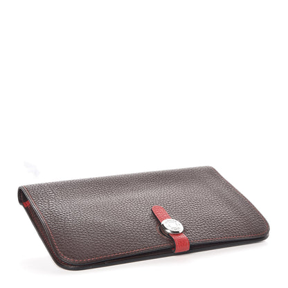 Hermes Togo Dogon Duo Wallet Chocolate Rouge Garance 5 of 9