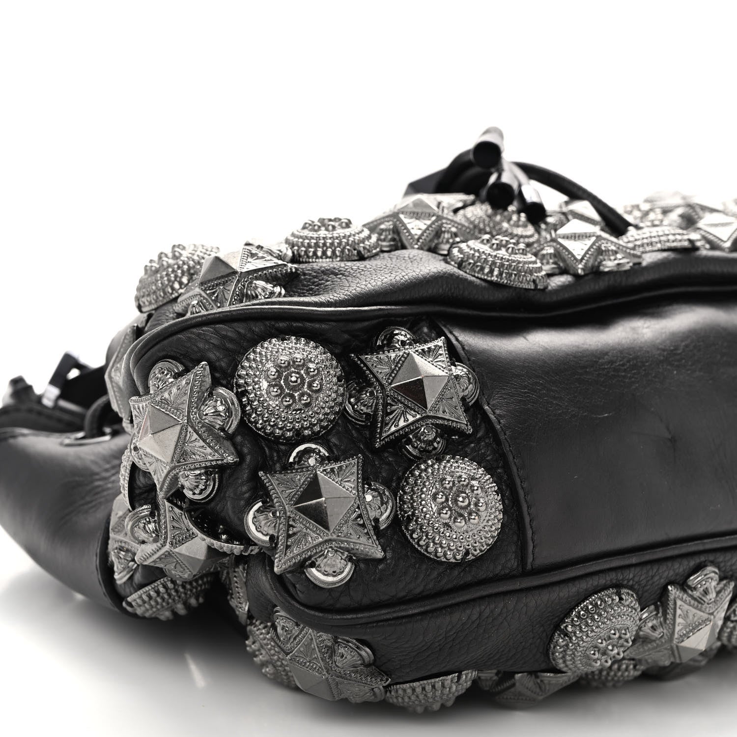 Burberry Calfskin Mason Warrior Studded Hobo Black 8 of 9