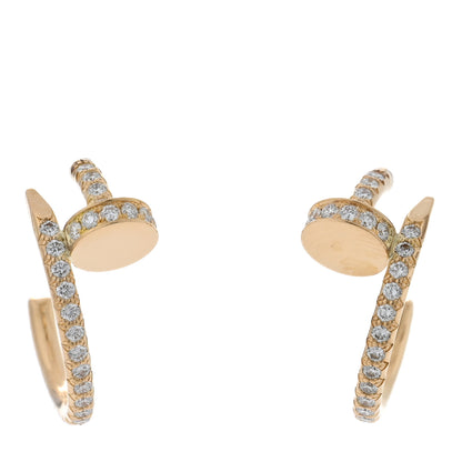 Cartier 18K Yellow Gold Diamond Juste Un Clou Pave Hoop Earrings 1 of 4