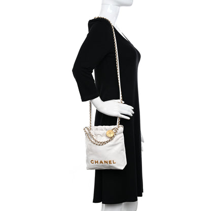 Chanel Shiny Calfskin Quilted Mini Chanel 22 White 2 of 11