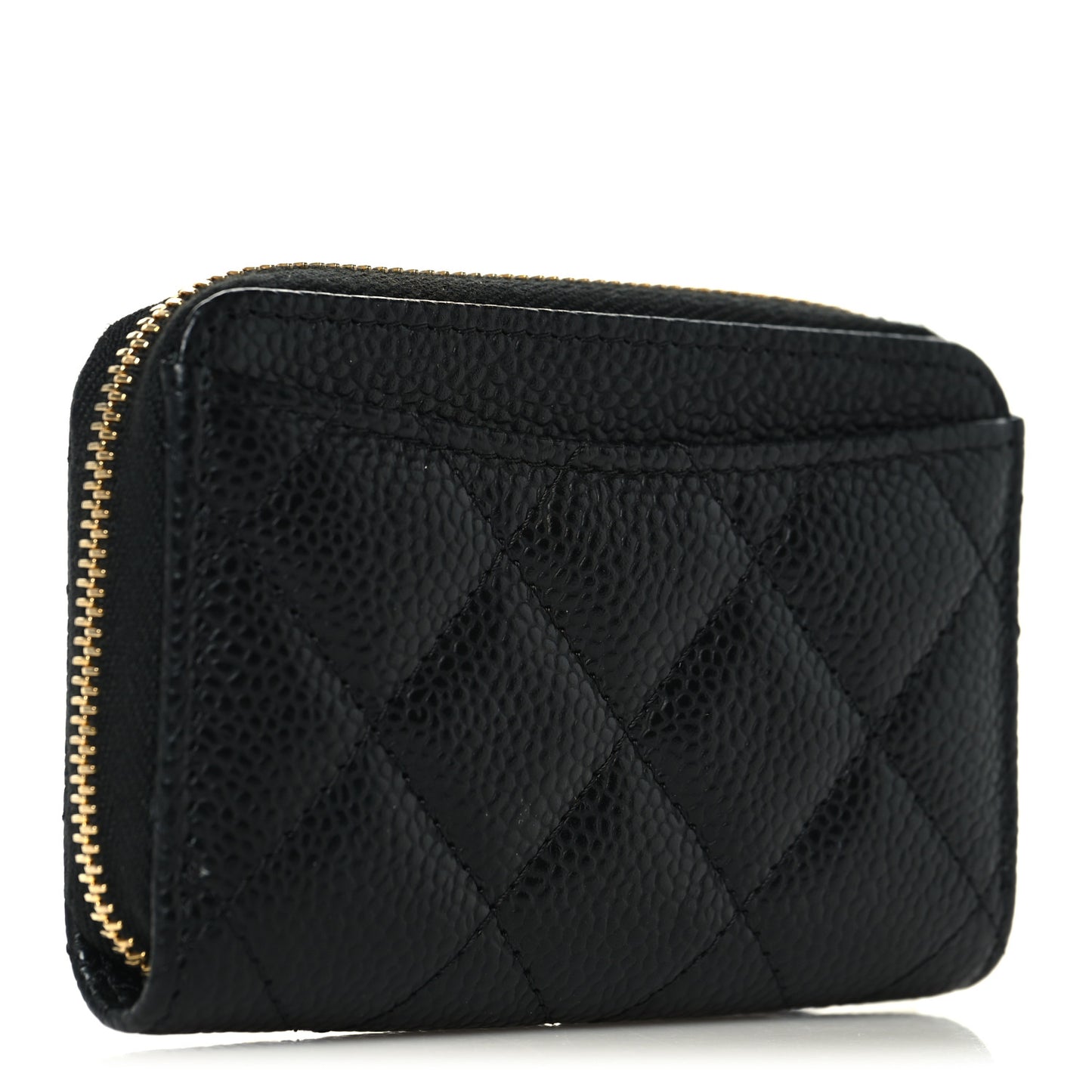 Caviar Quilted Zip Coin Purse Black