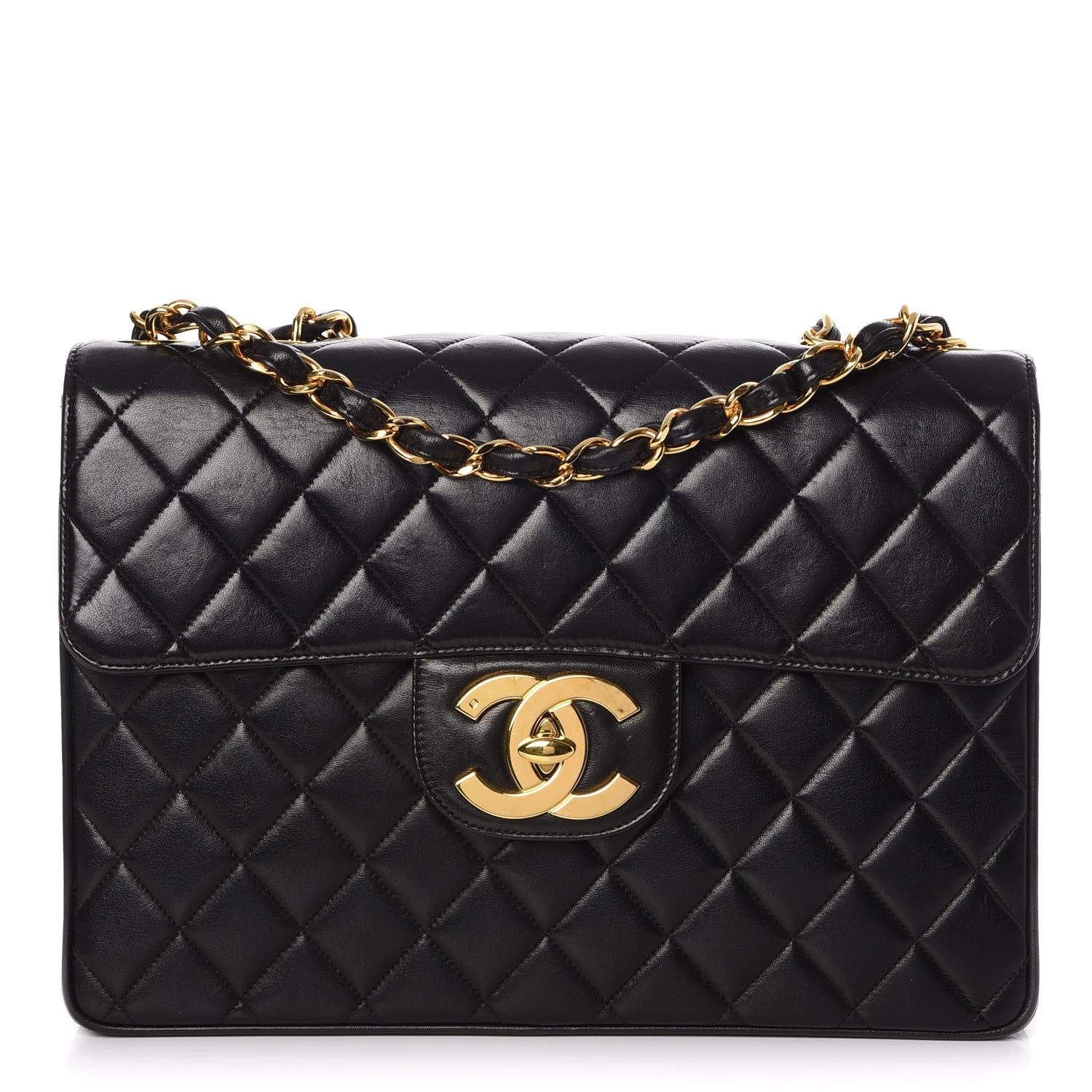 Chanel Lambskin Quilted Jumbo Single Flap Black 1 of 9