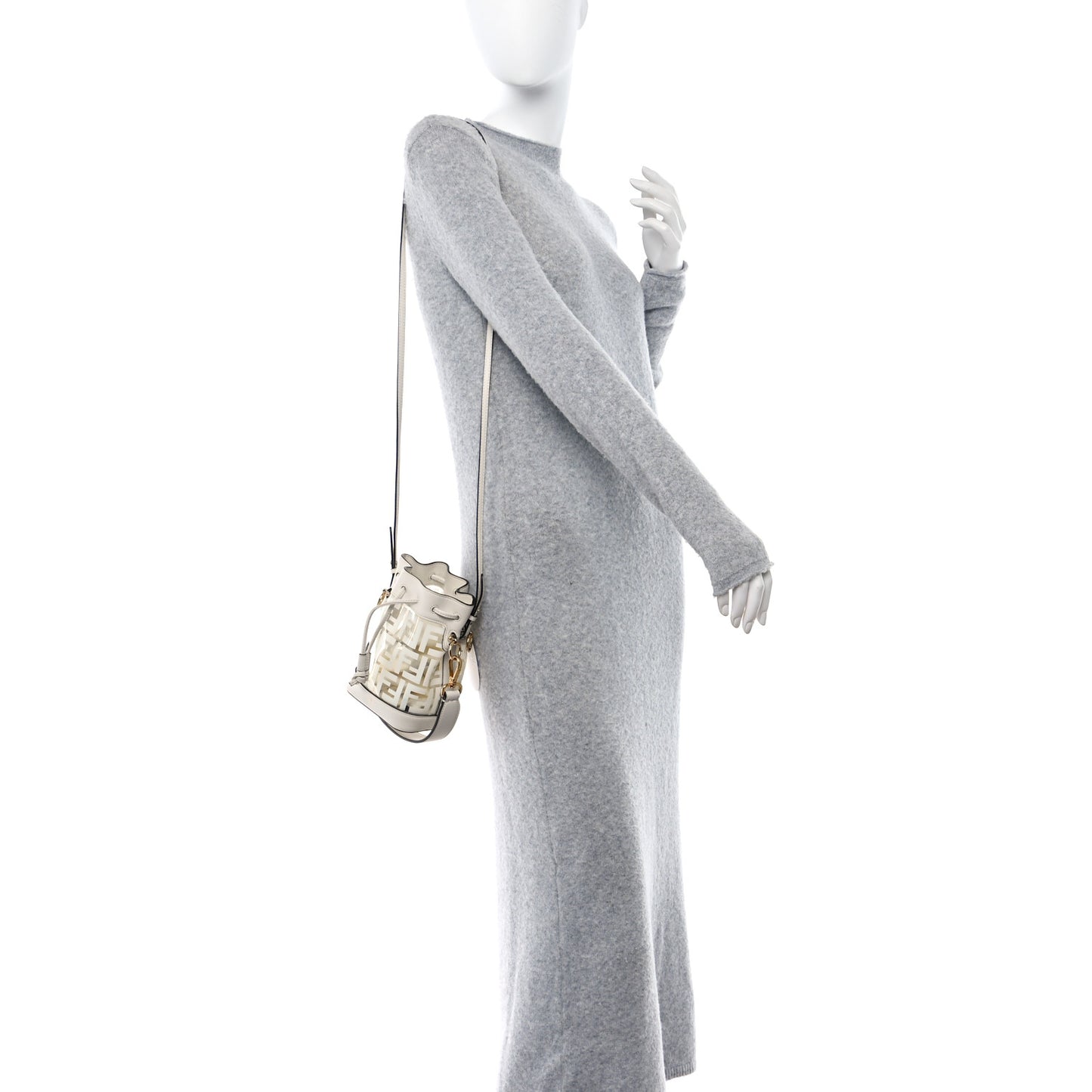 TPU FF Vitello Grace F is Fendi Mini Mon Tresor Bucket Bag White
