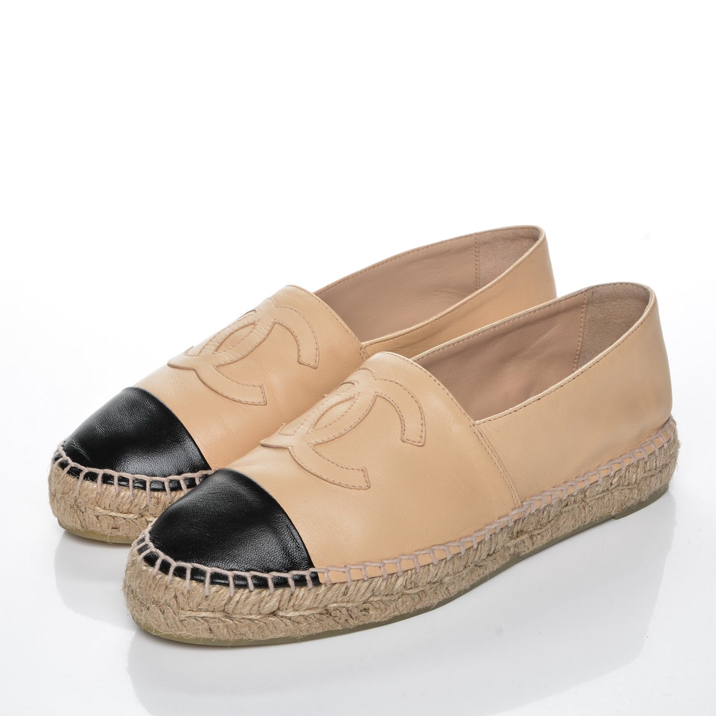 Lambskin CC Espadrilles 37 Beige Black