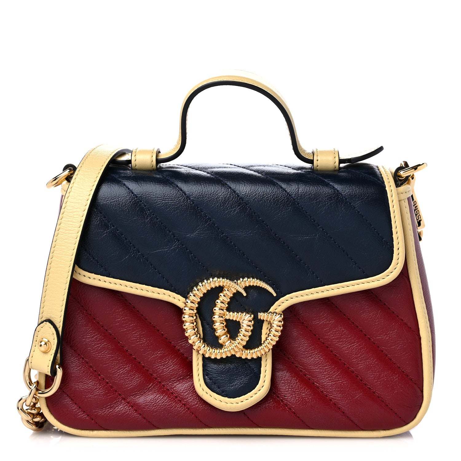 Gucci Azalea Calfskin Matelasse Diagonal Mini Torchon GG Marmont Top Handle Shoulder Bag Blue Agata New Cherry Red Butter 1 of 10