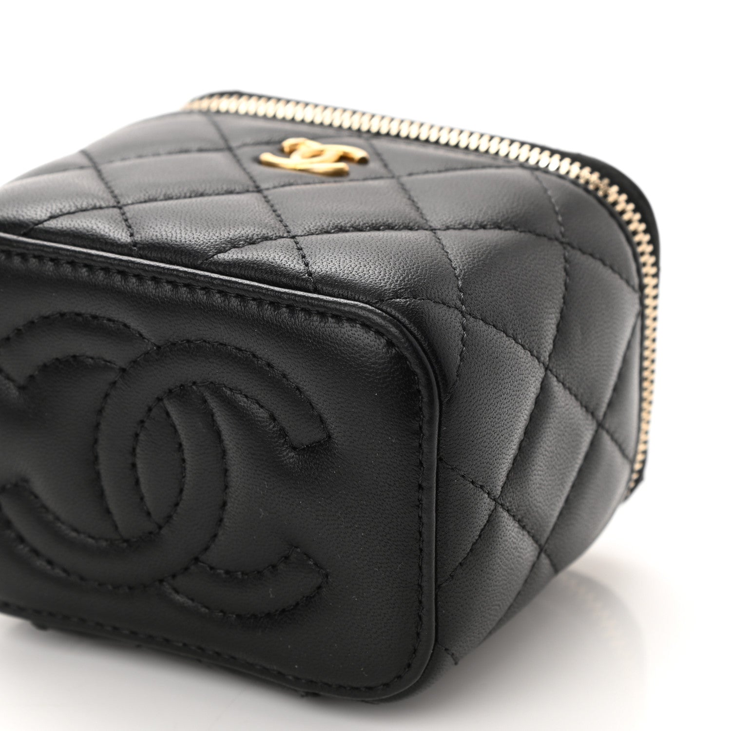 Chanel Lambskin Quilted Mini Pearl Crush Vanity Case With Chain Black 11 of 12