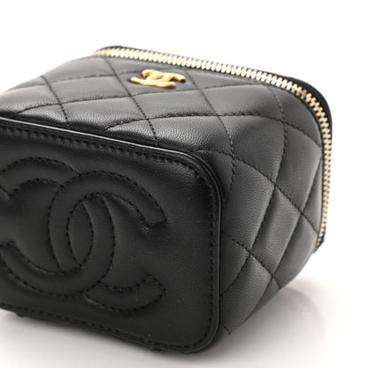 Chanel Lambskin Quilted Mini Pearl Crush Vanity Case With Chain Black 11 of 12