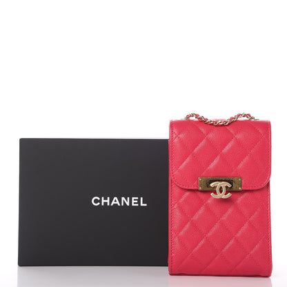 Chanel Caviar Quilted Golden Class Phone Holder Fuchsia 8 of 8