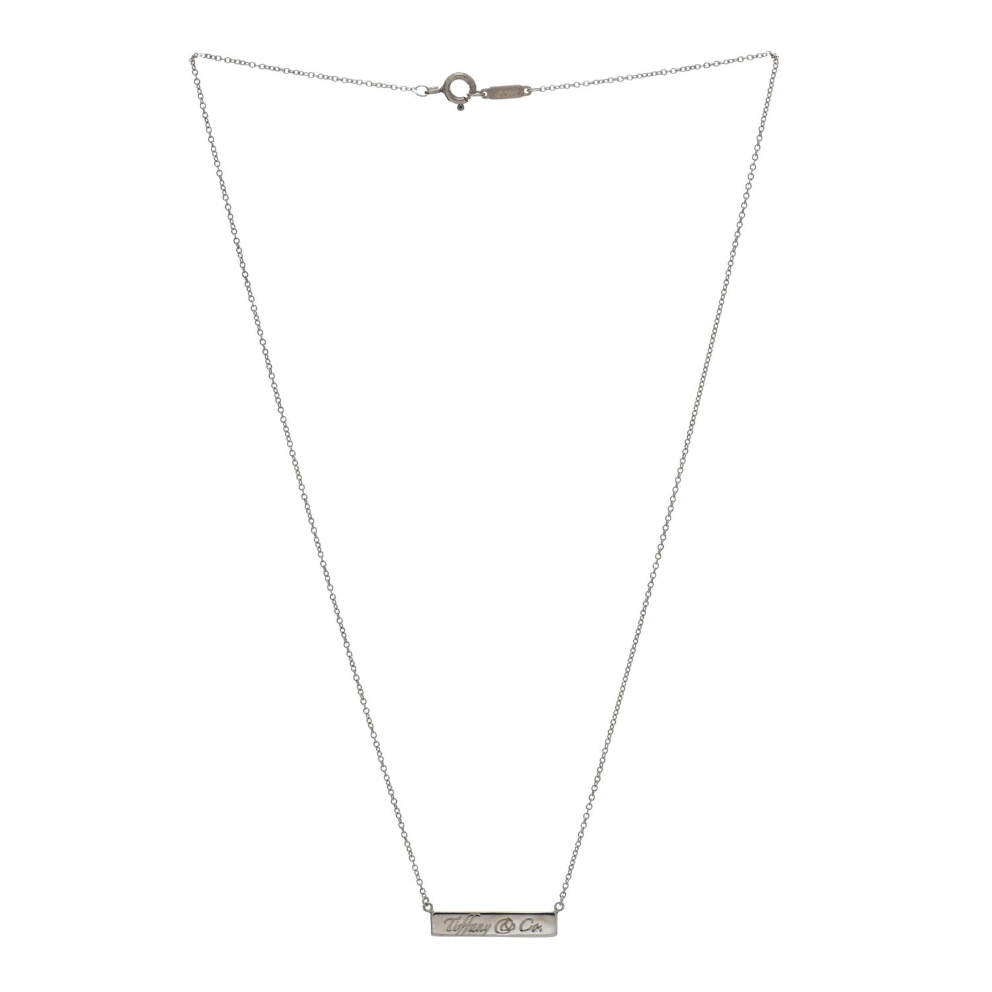 Sterling Silver Logo Bar Pendant Necklace