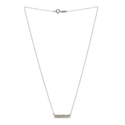 Tiffany Sterling Silver Logo Bar Pendant Necklace 3 of 4