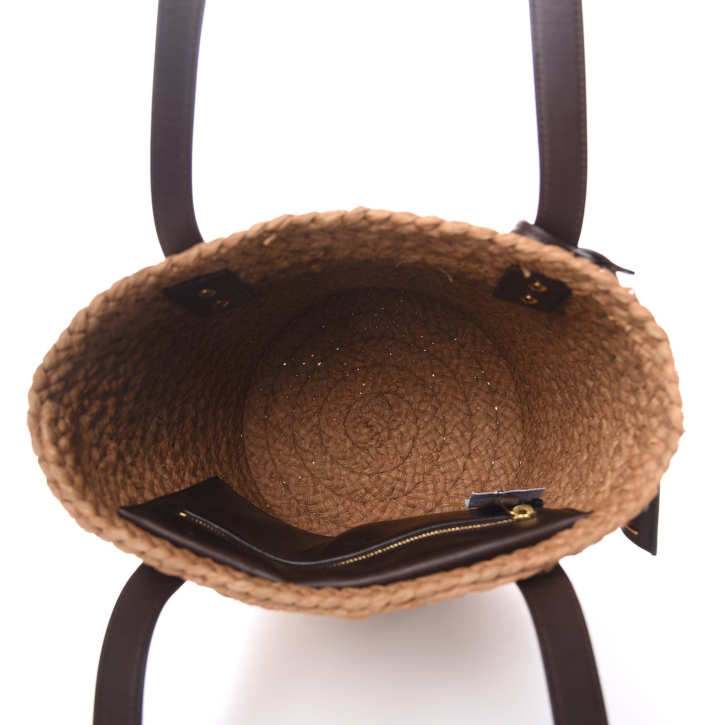 Raffia Calfskin Small Panier Tote Naturale Nut