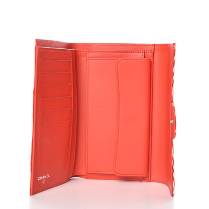 Chanel Patent Calfskin Striped Long Flap Wallet Red 5 of 9