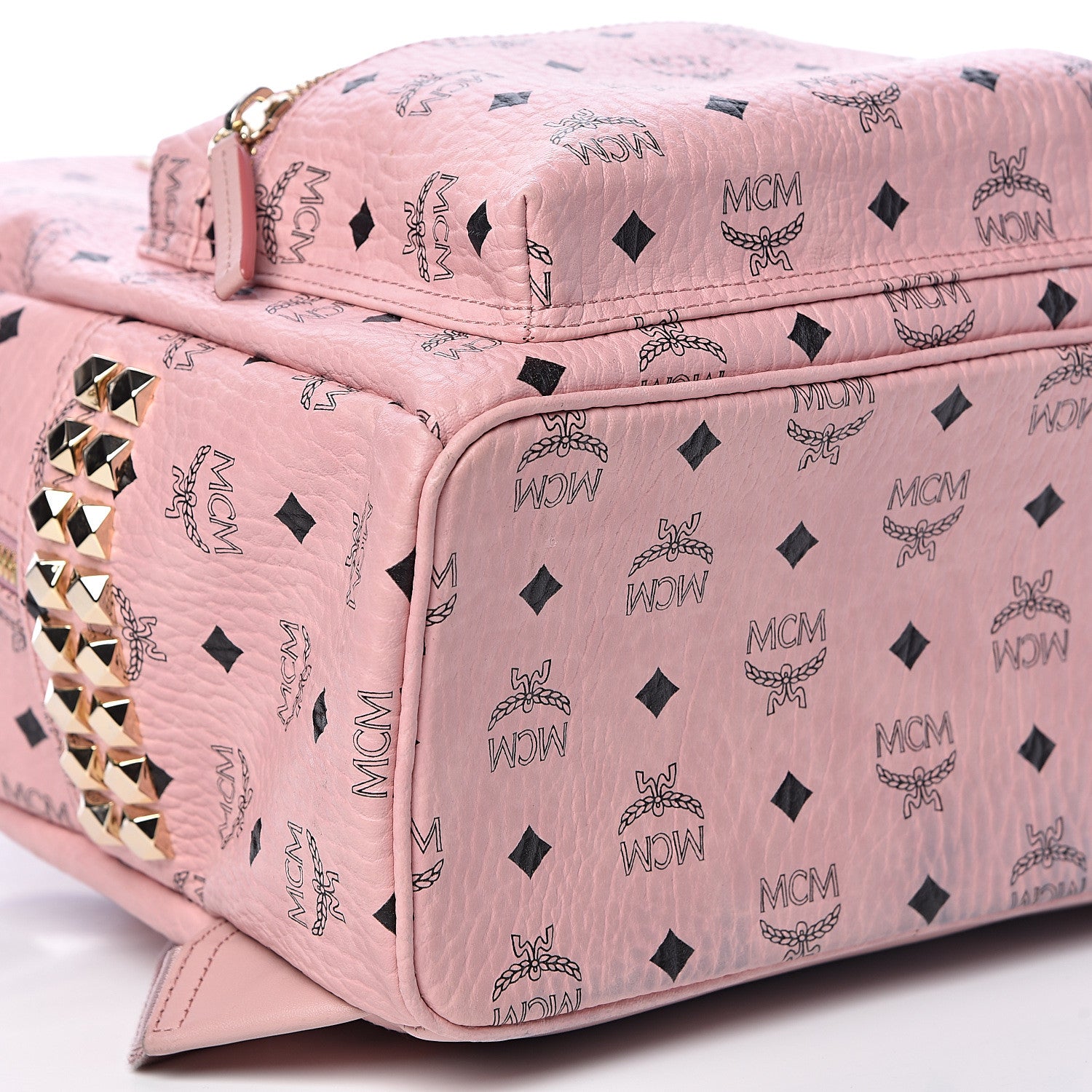 MCM Visetos Small Side Stud Stark Backpack Pink 14 of 17