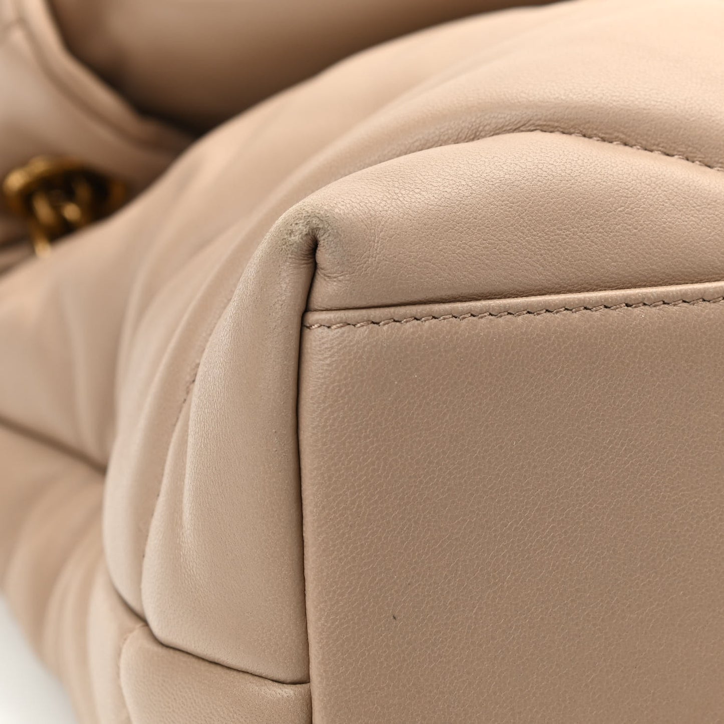 Lambskin Quilted Medium Loulou Puffer Monogram Chain Satchel Dark Beige