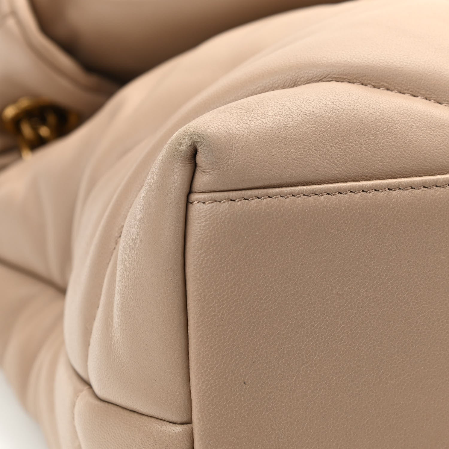 Saint Laurent Lambskin Quilted Medium Loulou Puffer Monogram Chain Satchel Dark Beige 13 of 16