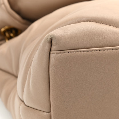 Saint Laurent Lambskin Quilted Medium Loulou Puffer Monogram Chain Satchel Dark Beige 13 of 16