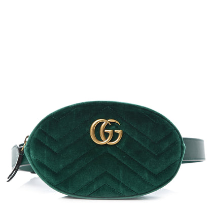 Gucci Velvet Matelasse GG Marmont Belt Bag 85 34 Green 1 of 8