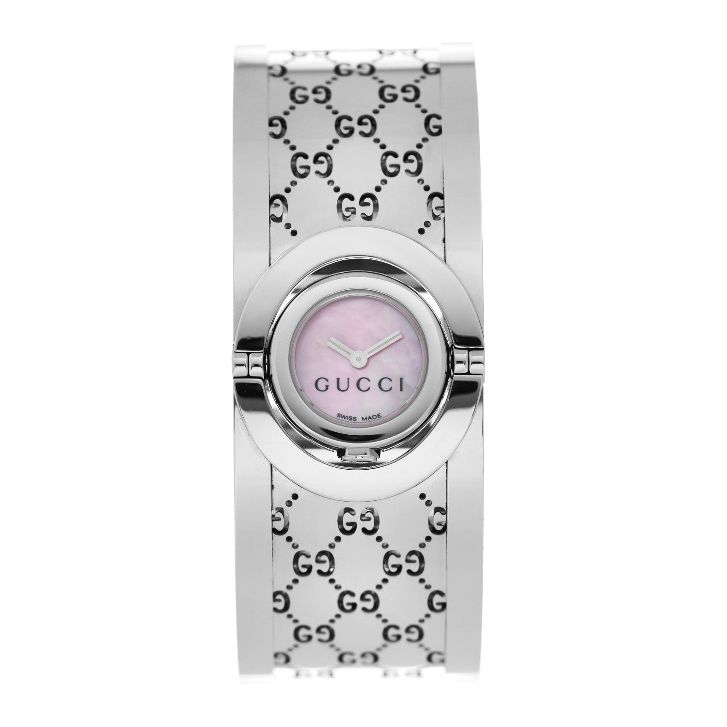 Gucci Stainless Steel Pink Mother of Pearl 23mm Twirl Quartz Watch 1 of 4