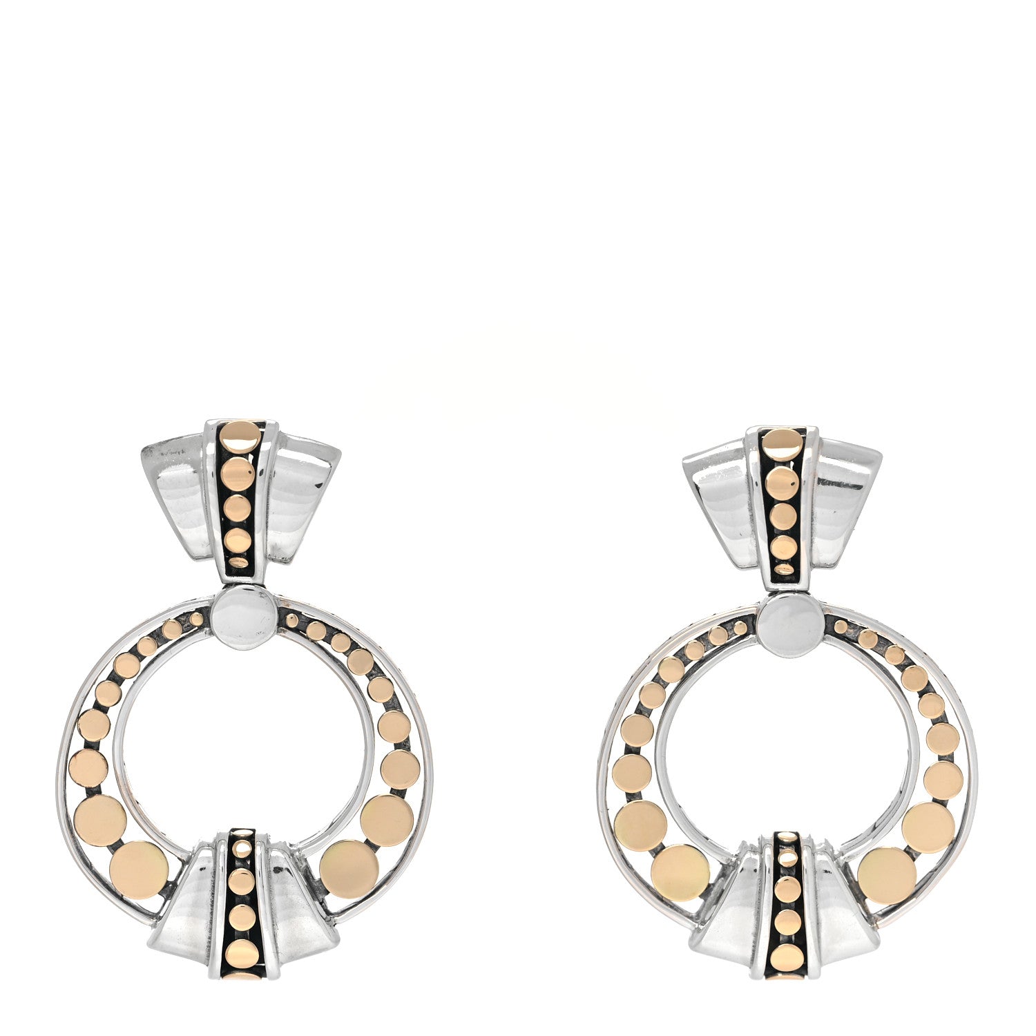 John Hardy Sterling Silver 18K Yellow Gold Dot Deco Drop Earrings 1 of 5