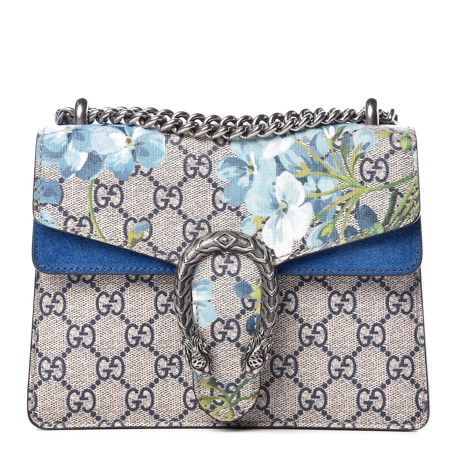 Gucci GG Supreme Monogram Blooms Mini Dionysus Shoulder Bag Blue 1 of 10