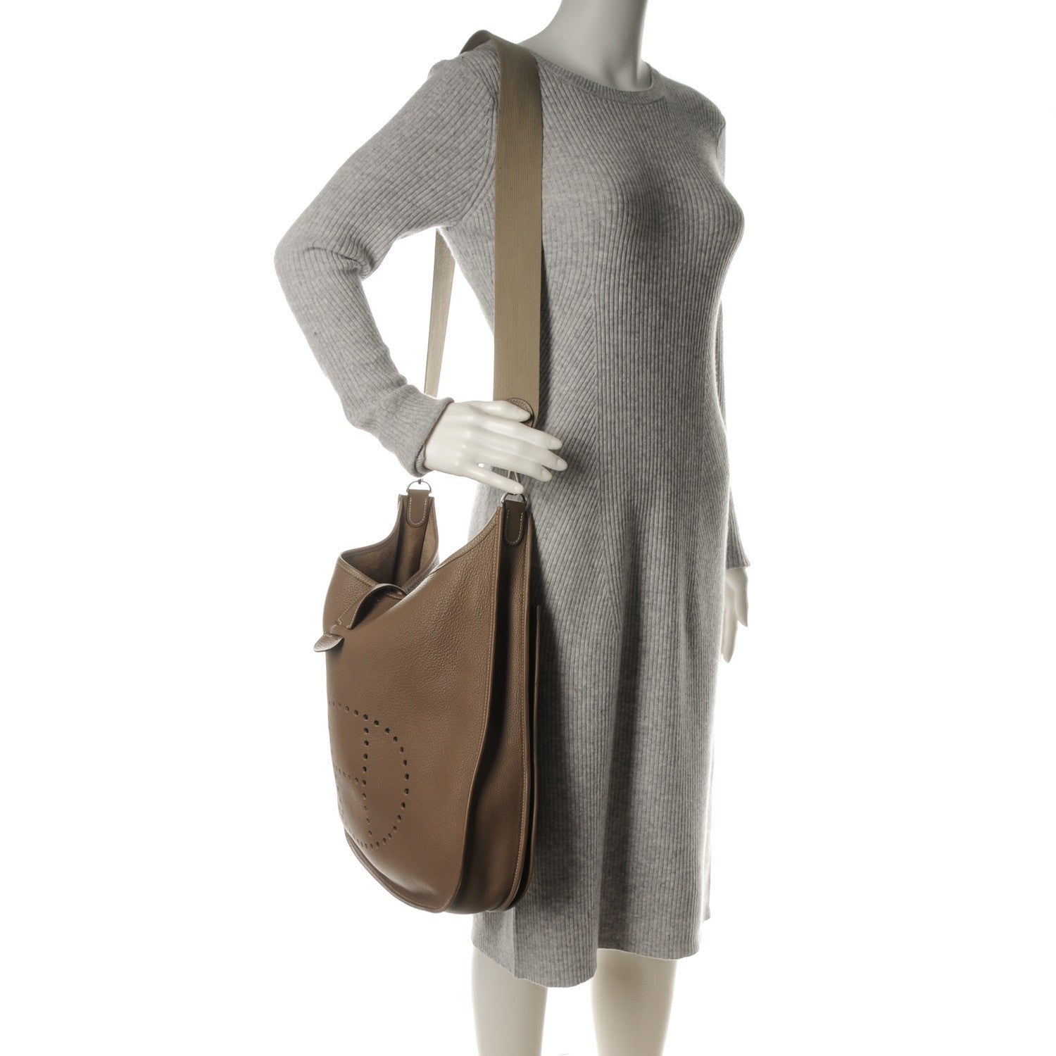 Hermes Taurillon Clemence Evelyne II TGM Etoupe 5 of 10