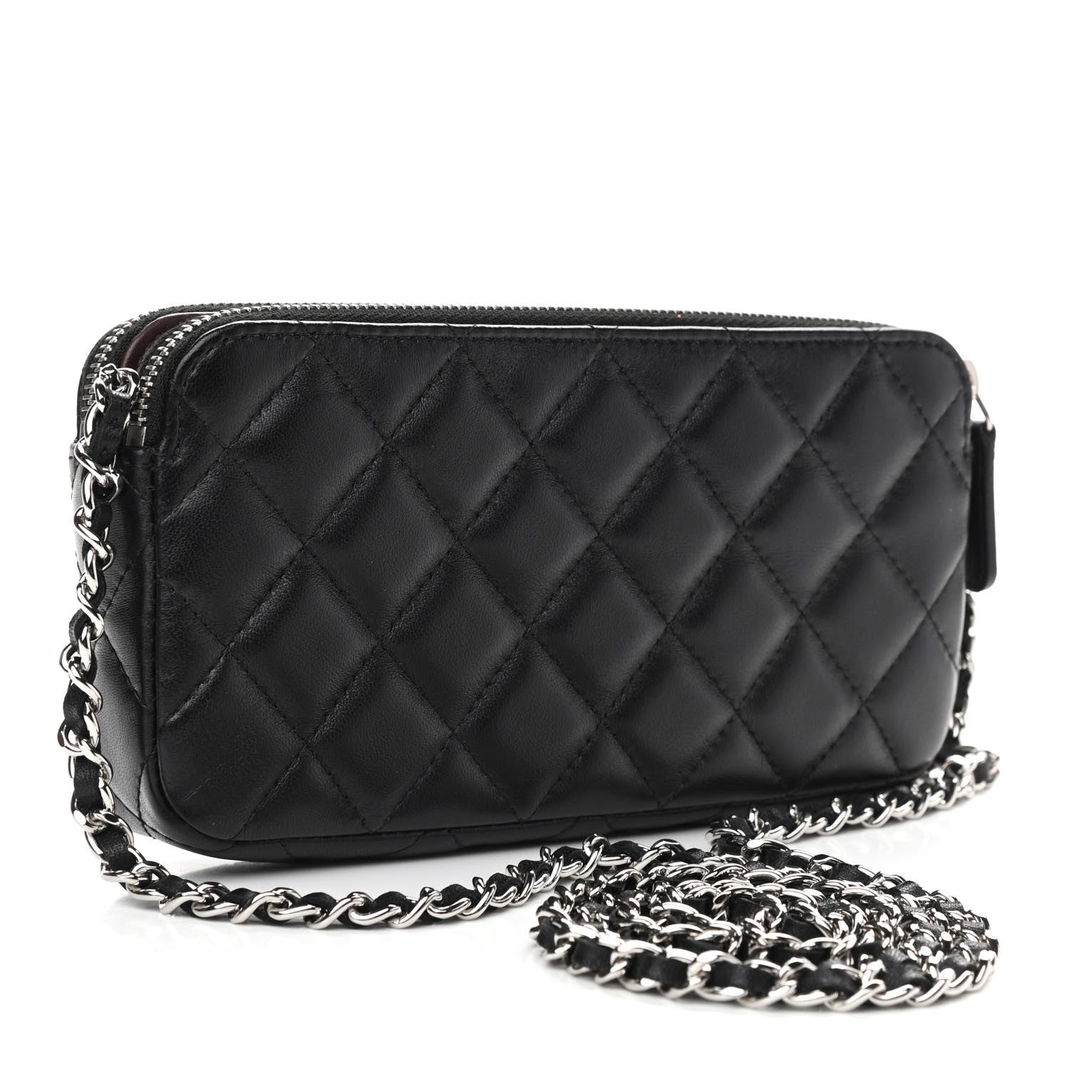 Chanel Lambskin Quilted Small Clutch With Chain Black 2 of 11