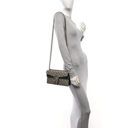 Gucci GG Supreme Monogram Suede Crystal Small Dionysus Shoulder Bag Beige Ebony Black 2 of 13