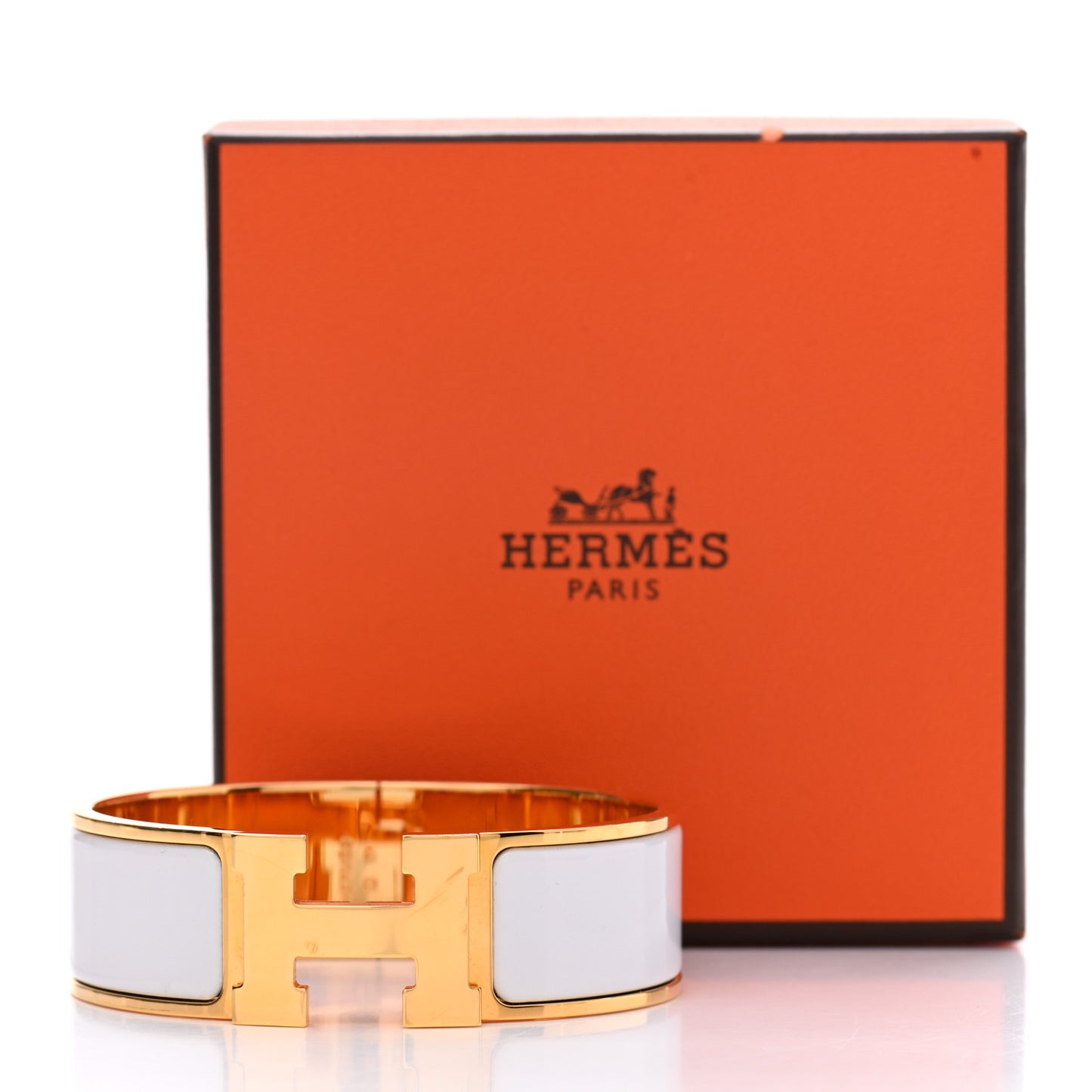 Enamel Wide Clic Clac H Bracelet GM White