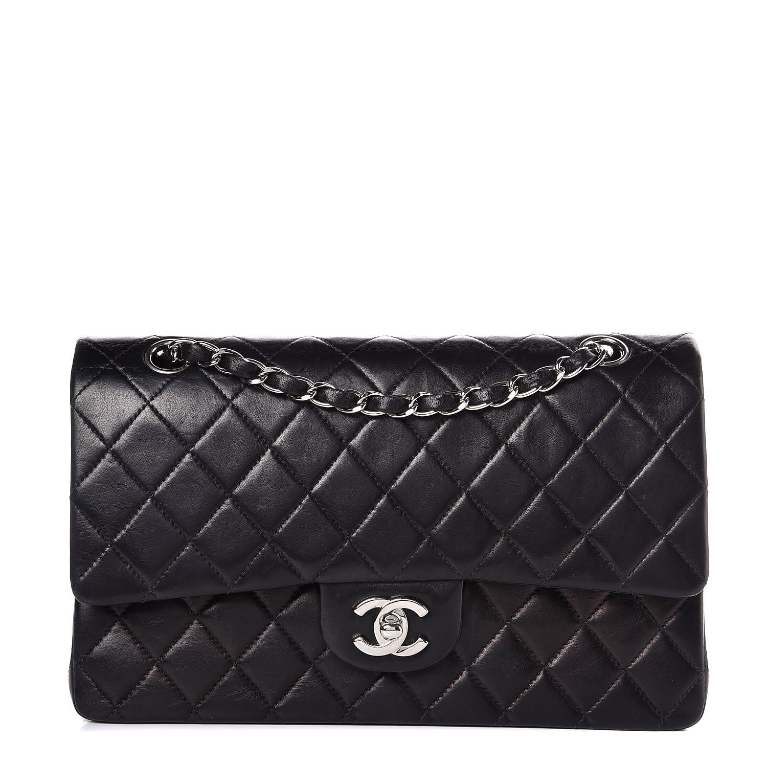 Chanel Lambskin Quilted Medium Double Flap Black 1 of 8