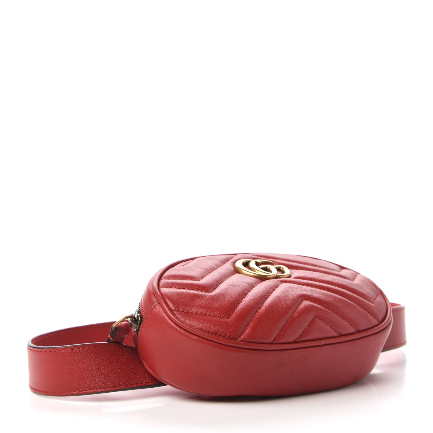 Gucci Calfskin Matelasse GG Marmont Belt Bag 85 34 Hibiscus Red 4 of 11