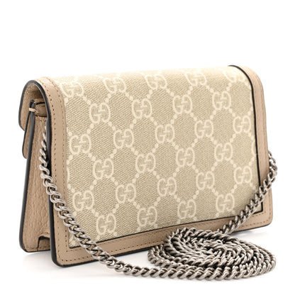Gucci GG Supreme Monogram Textured Dollar Calfskin Super Mini Dionysus Shoulder Bag Beige Mystic White Oatmeal 3 of 9
