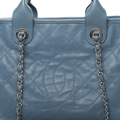 Chanel Caviar Quilted Deauville Bowling Bag Blue 8 of 12
