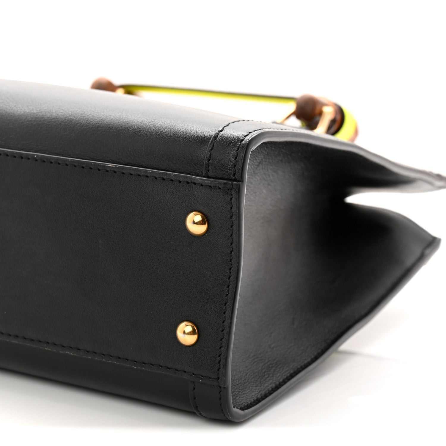 Gucci Calfskin Small Diana Tote Bag Black Yellow Fluo 10 of 10